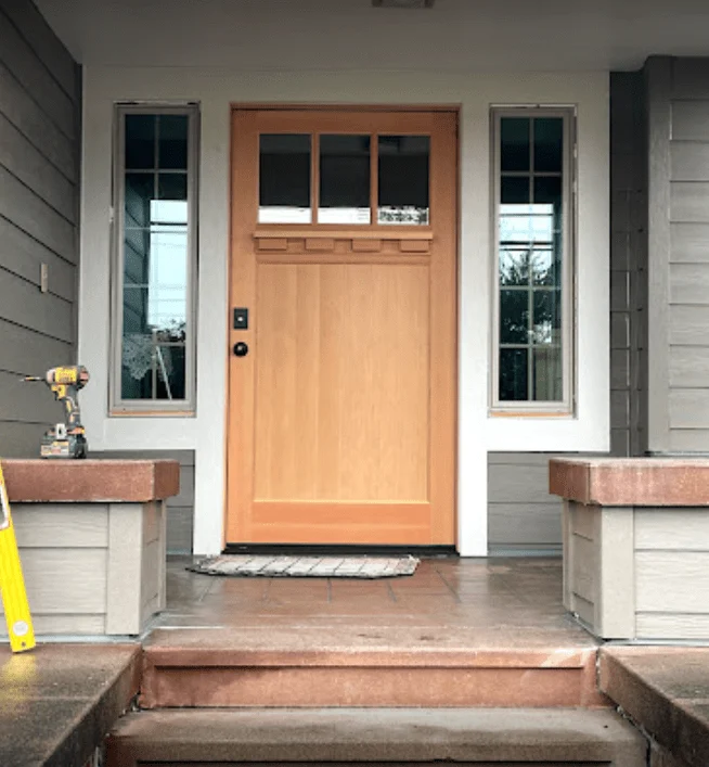 5 Wooden front door of a modern house.