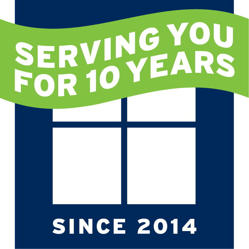 Logo celebrating 10 years of service since 2014.