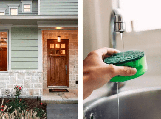 House front door and hand washing dish