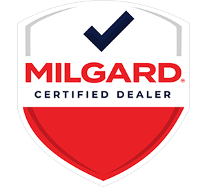 Milgard Certified Dealer logo on white shield