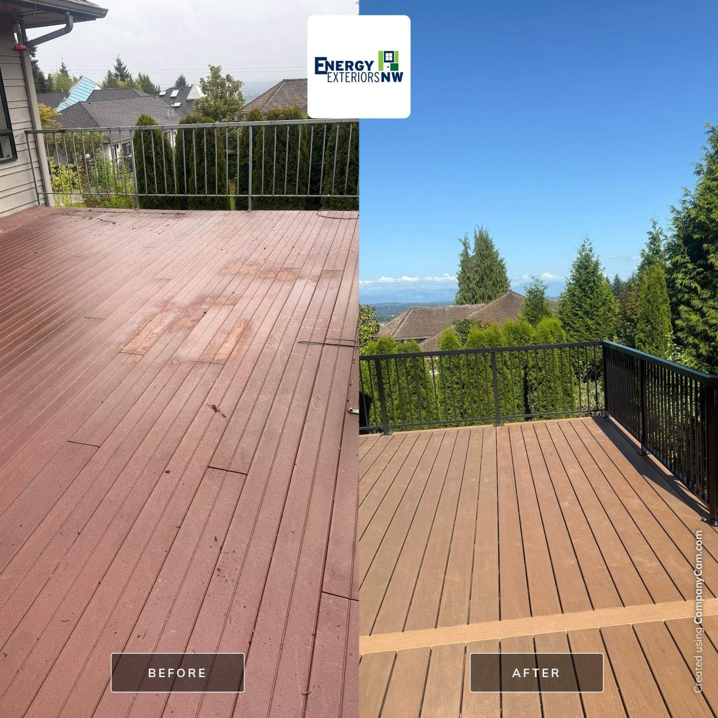 Deck renovation before and after comparison