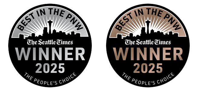 Seattle Times Best in PNW Winner 2025 badges.