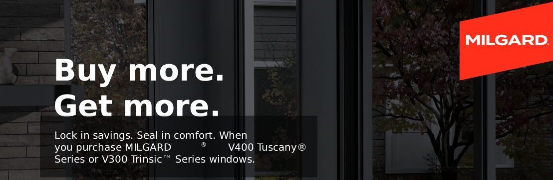 Milgard window promotional sale poster with discount details